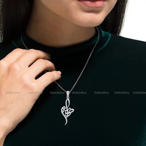 گردنبند نقره اسم راضیه پلاک نقره عیار 925 با آبکاری طلا و زنجیر استیل رنگ ثابت -کد 2 — تصویر ۴