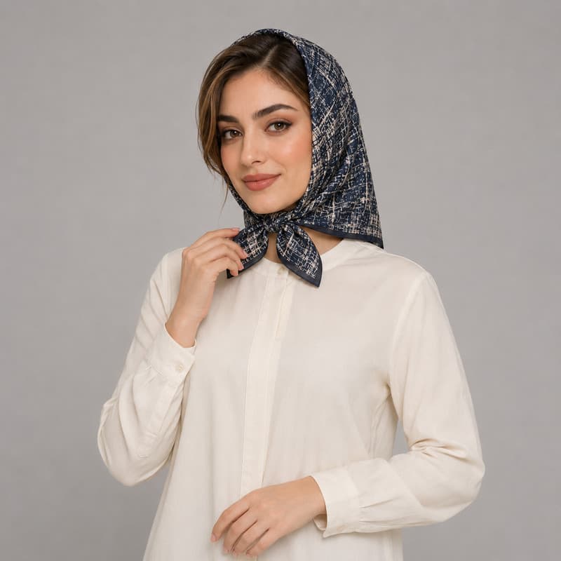 مینی اسکارف زنانه مدل نخی پتینه خط دار — تصویر ۶