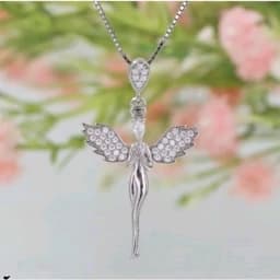 گردنبند نقره فرشته لوکس شاهکار عیار 925 و آبکاری طلاسفید — تصویر ۳