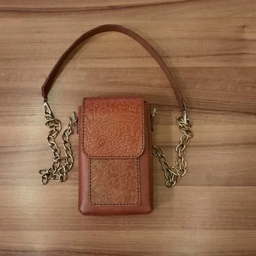کیف دوشی زنانه چرم دستدوز طبیعی 075 — تصویر ۲