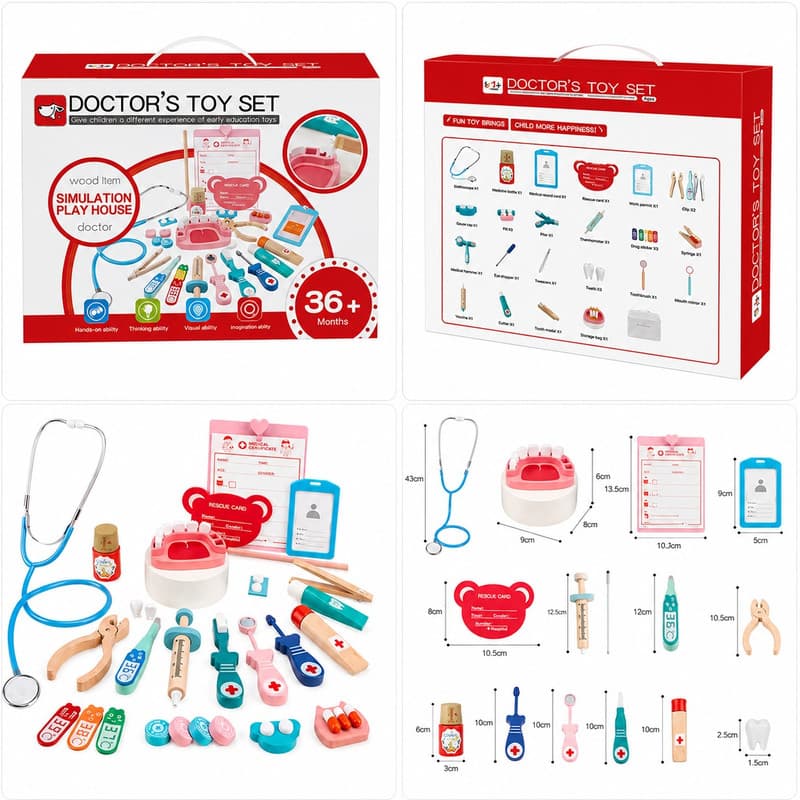 ست اسباب بازی تجهیزات پزشکی مدل Wooden Dentist Kit — تصویر ۴