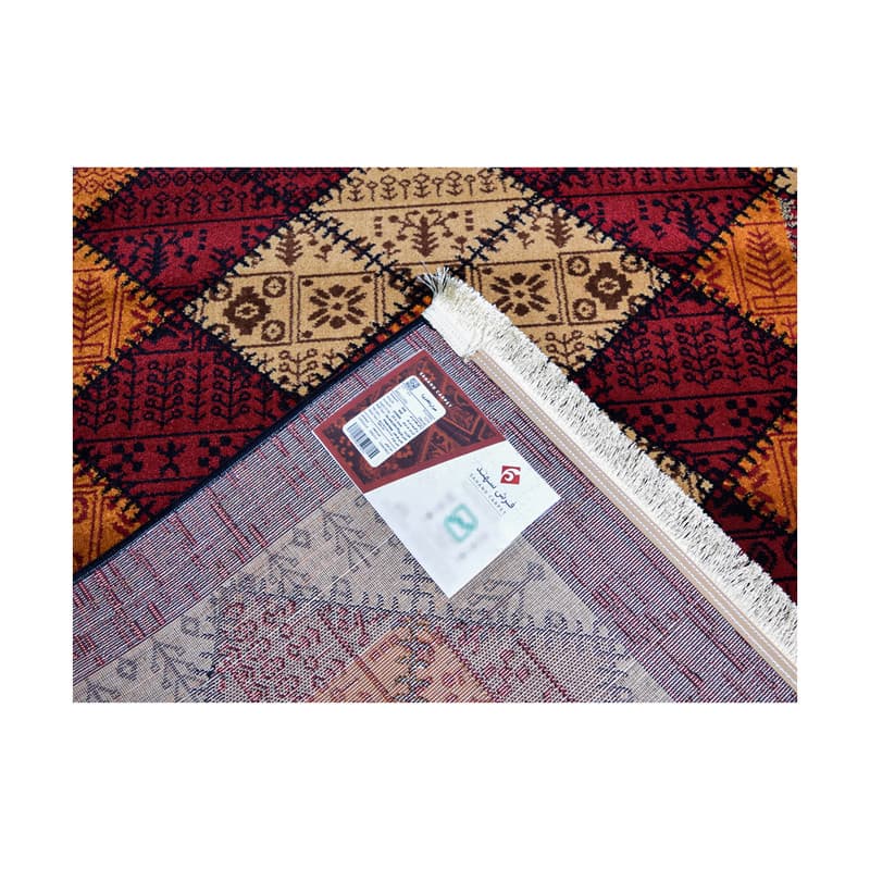 فرش ماشینی 320 شانه فرش سهند زمینه عنابی حاشیه لاکی مدل F811.0L — تصویر ۵