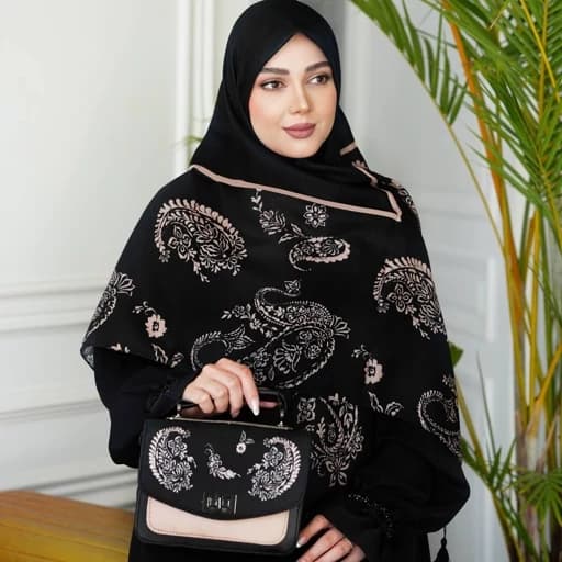 ست کیف و روسری(شال) مشکی محرمی طرح بته جقه