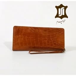 کیف دسته چک مردانه و زنانه چرم طبیعی گاوی طرح کروکودیلی — تصویر ۳