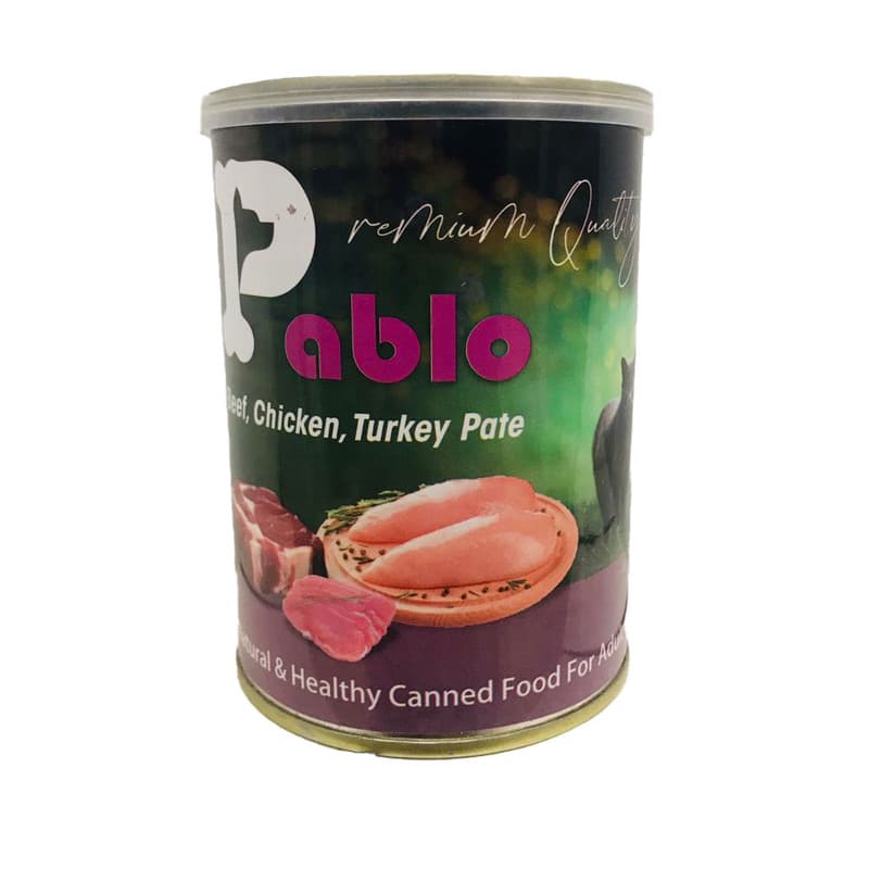 کنسرو گربه پابلو مدل beef&chicken&turkey pate وزن 400 گرم — تصویر ۲