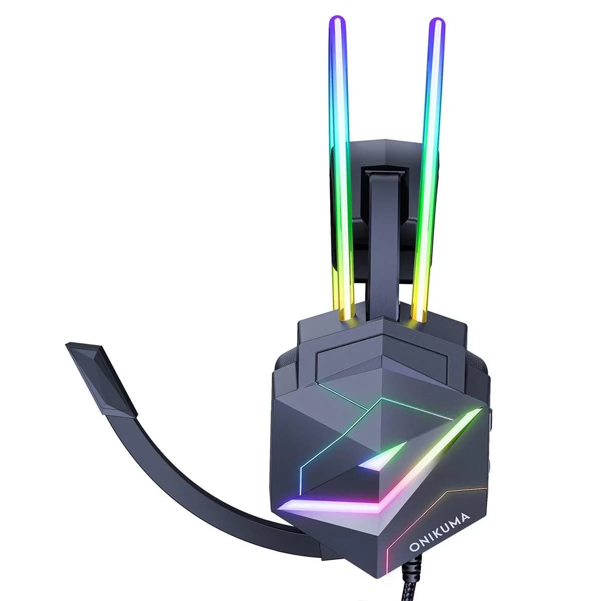 هدست گیمینگ برند اونیکوما مدل X20 با نویز کنسلینگ میکروفون، درگاه شارژ USB، دارای نورپردازی RGB، طراحی ارگونومیک و پدهای نرم و راحت — تصویر ۹
