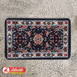 گلیم فرش ماشینی کاشان طرح افشان سرمه ای سایز 50 در 80 پادری — تصویر ۵