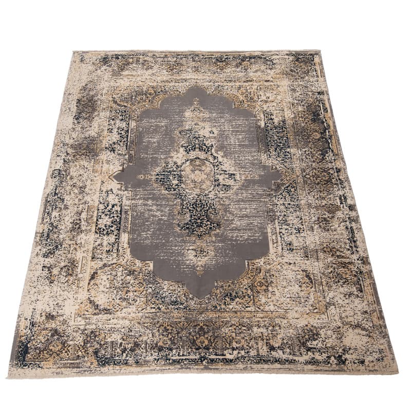 فرش ماشینی 700 شانه زمینه نوک مدادی حاشیه کرم مدل مدرن الیاف پشم طبیعی کد IPK102086 — تصویر ۳