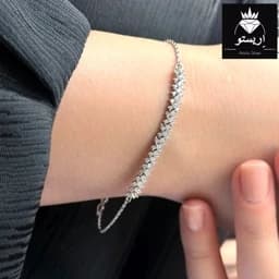 دستبند نقره پرنس زنانه عیار 925 آبکاری طلاسفید همراه با فاکتور — تصویر ۳