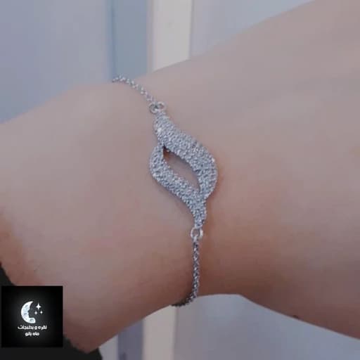 دستبند نقره زنانه میکرو باعیار 925 و آبکاری طلا سفید ضد حساسیت — تصویر ۲