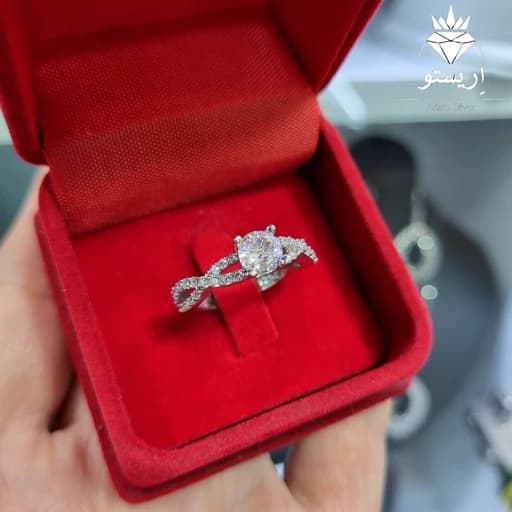 انگشتر نقره زنانه سوپر میکرو بسیار شیک و خاص با عیار 925 و آبکاری طلاسفید همراه با فاکتور
