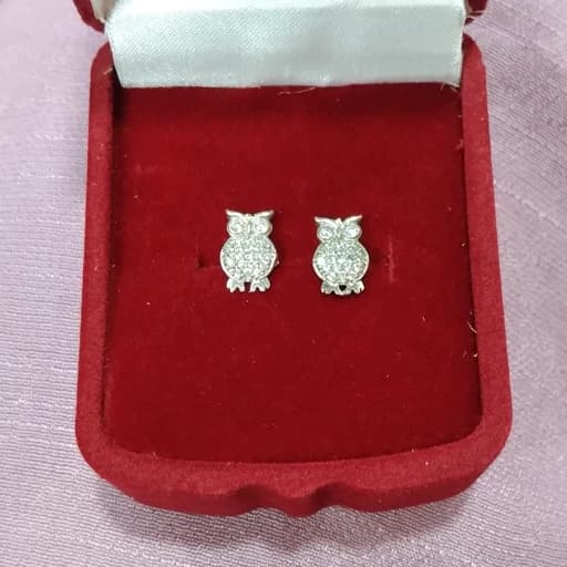گوشواره نقره طرح جغد ،عیار 925 و روکش طلاسفید