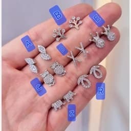 گوشواره نقره لوکس و متنوع عیار 925 آبکاری طلا سفید — تصویر ۳