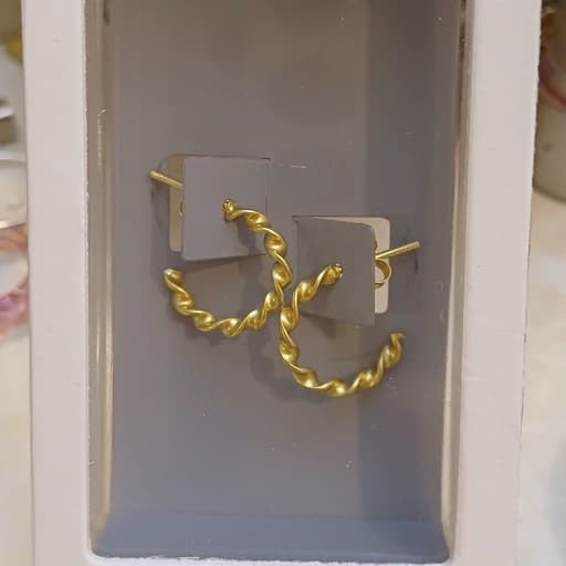گوشواره نقره 925 روکش طلا کیفیت بالا M037 — تصویر ۲