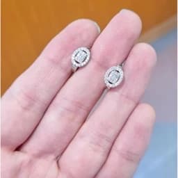 گوشواره نقره زنانه طرح حلقه ای عیار 925 با آبکاری طلا سفید — تصویر ۳
