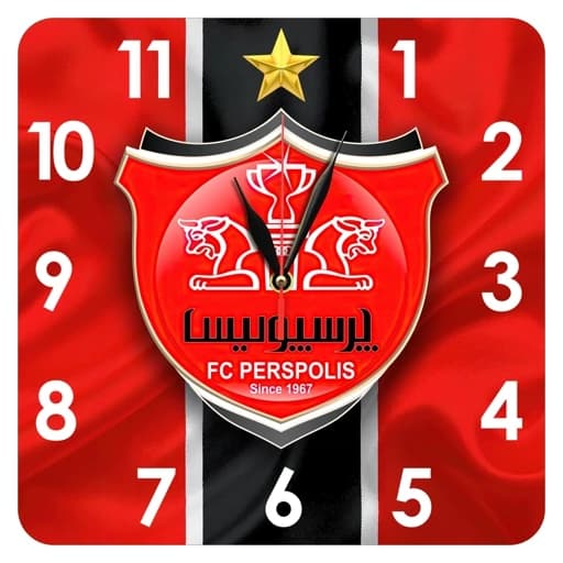 ساعت دیواری مدل 1087N طرح پرسپولیس سایز 29 در 29
