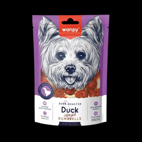 تشویقی سگ ونپی مدل دمبلی با طعم اردک 100 گرمی | wanpy dog treat duck jerky dumbells 100gr - رویال پت فود