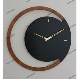 ساعت دیواری چوبی مینیمال دو رنگ کد 115 پس کرایه — تصویر ۳