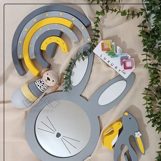 آینه دکوراتیو اتاق کودک ماوراء لاکچری طرح خرگوش MKIDS26 — تصویر ۲
