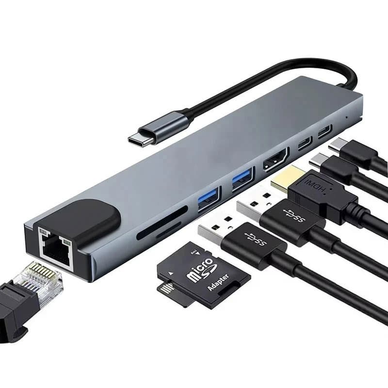 هاب 8 پورت USB-C به HDTV با پشتیبانی 4K و PD 87W