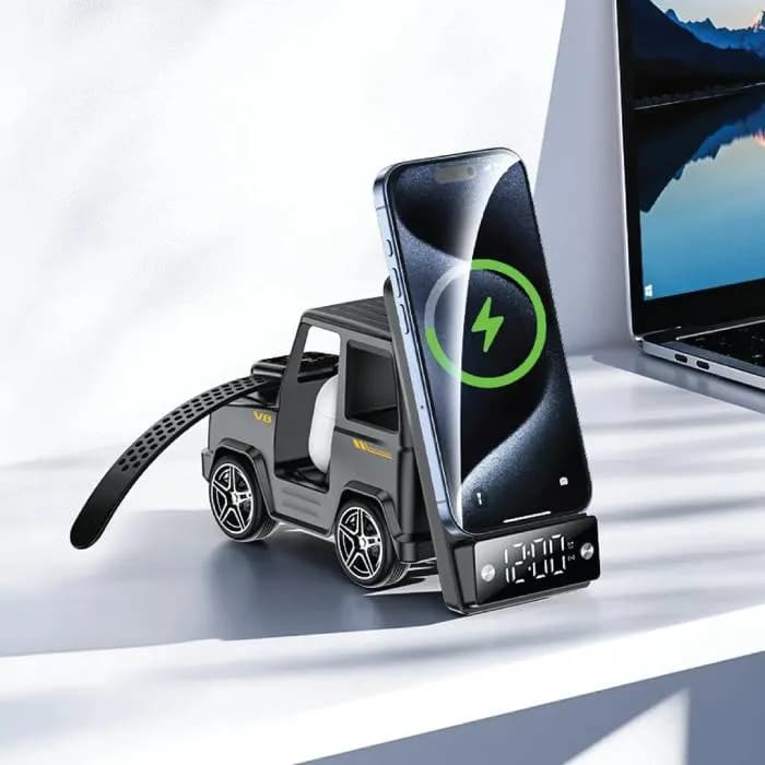 استند و شارژر وایرلس و اسپیکر گرین لاین Green Lion G-WAG 6 IN توان 15 وات — تصویر ۴