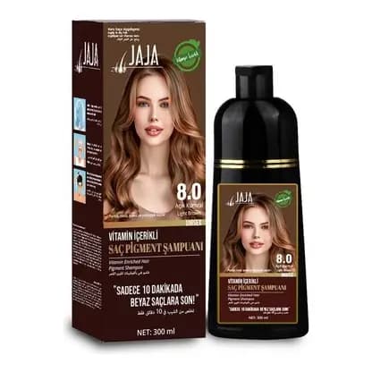 شامپو رنگ شماره 8.0 بلوند روشن Light Blonde ویتامینه جاجا Jaja ترکیه Unisex حجم 300 میل — تصویر ۵
