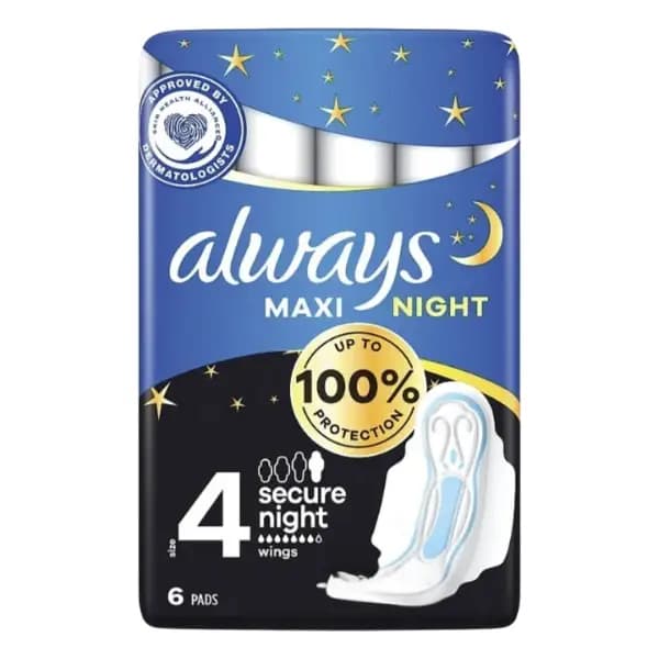 نوار بهداشتی آلویز ویژه شب مدل مکسی Maxi سایز 4 بسته 6 عددی — تصویر ۶