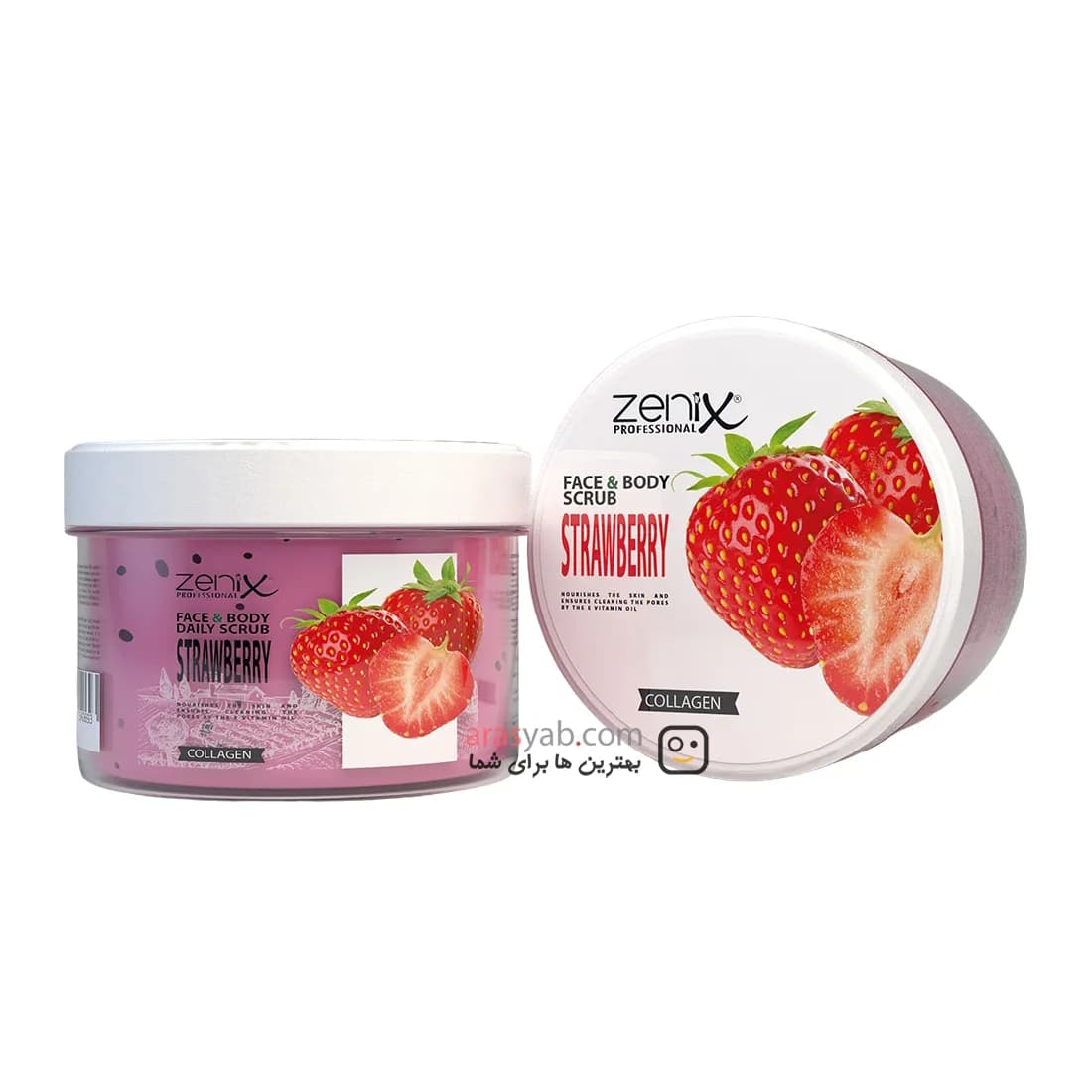 اسکراب توت فرنگی زنیکس Zenix مناسب صورت و بدن حجم 275 میل — تصویر ۲