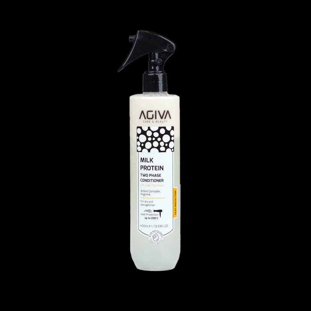 اسپری دوفاز پروتئین شیر آگیوا Agiva دارای محافظ حرارتی برای موهای خشک و آسیب دیده حجم 400 میل — تصویر ۶