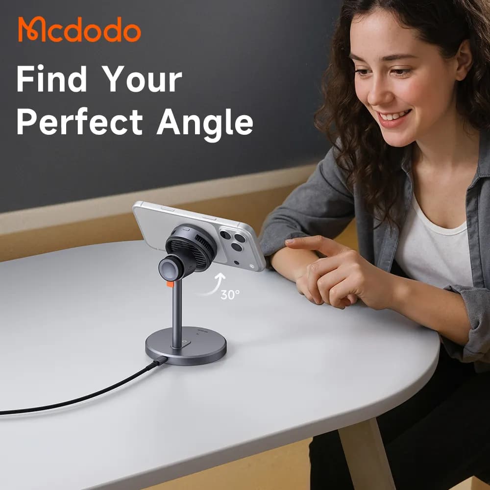 استند 3 کاره شارژر وایرلس و فن خنک کننده 25 وات Qi2.2 برند مک دودو مدل Mcdodo CH-6170 — تصویر ۶