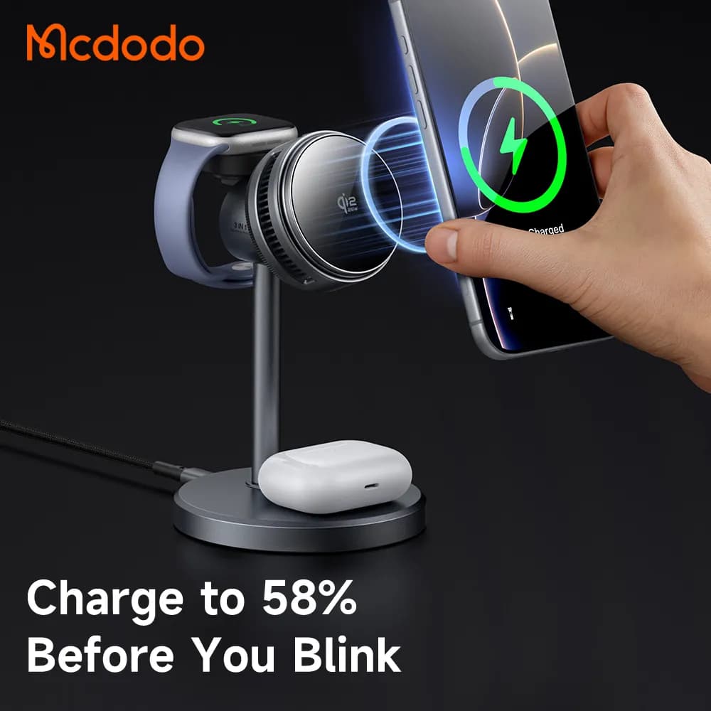 استند 3 کاره شارژر وایرلس و فن خنک کننده 25 وات Qi2.2 برند مک دودو مدل Mcdodo CH-6170 — تصویر ۹