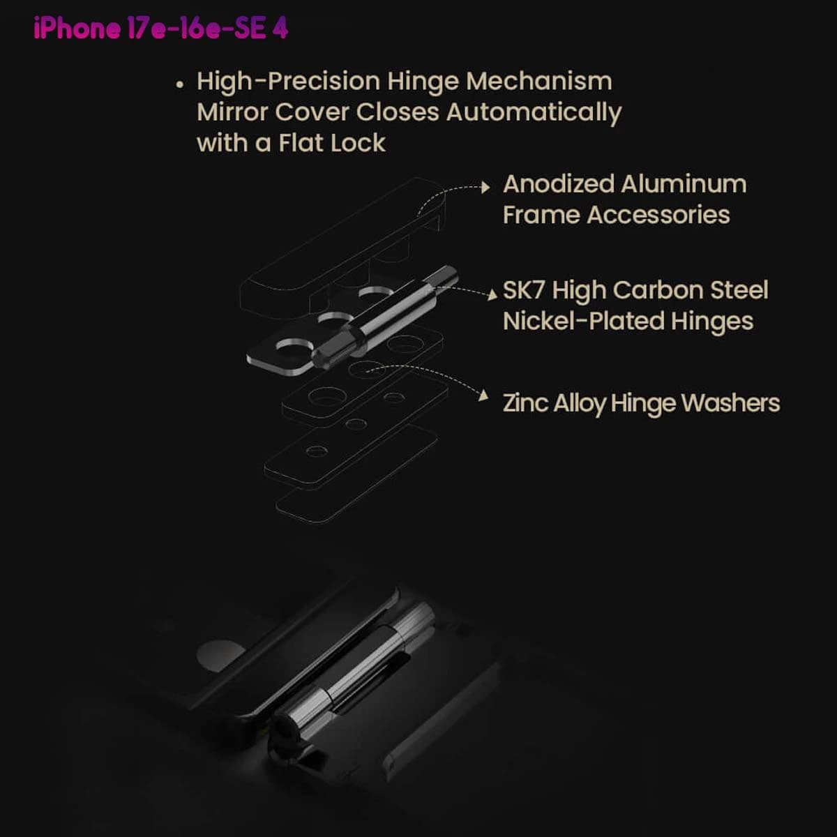 گارد مگنتی کربنی کمرا استند فلزی iPhone 16e مارک نیلکین مدل CarboProp — تصویر ۸