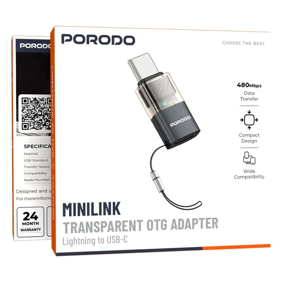مبدل OTG پرودو MiniLink Lightning به USB-C خاکستری PDLTOC50GY — تصویر ۶