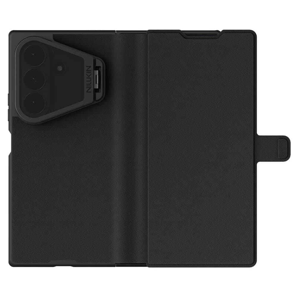 کیف مگنتی چرمی Galaxy Z Fold 8 Ultra با درب مگنتی و محافظ دوربین استند دار مارک نیلکین مدل Qin Prop — تصویر ۵