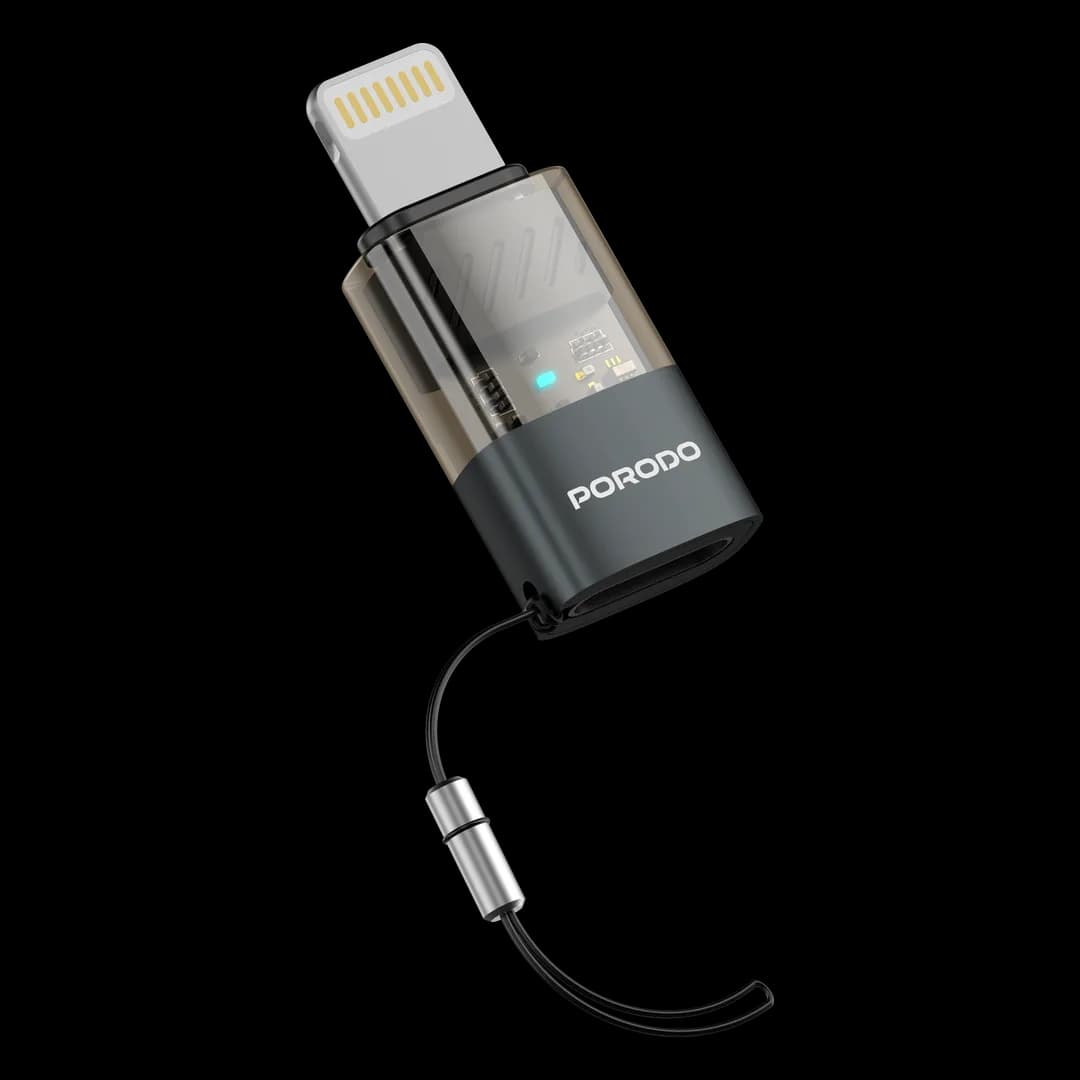 مبدل OTG پرودو MiniLink شفاف USB-C به Lightning خاکستری PDCTOL50GY — تصویر ۲