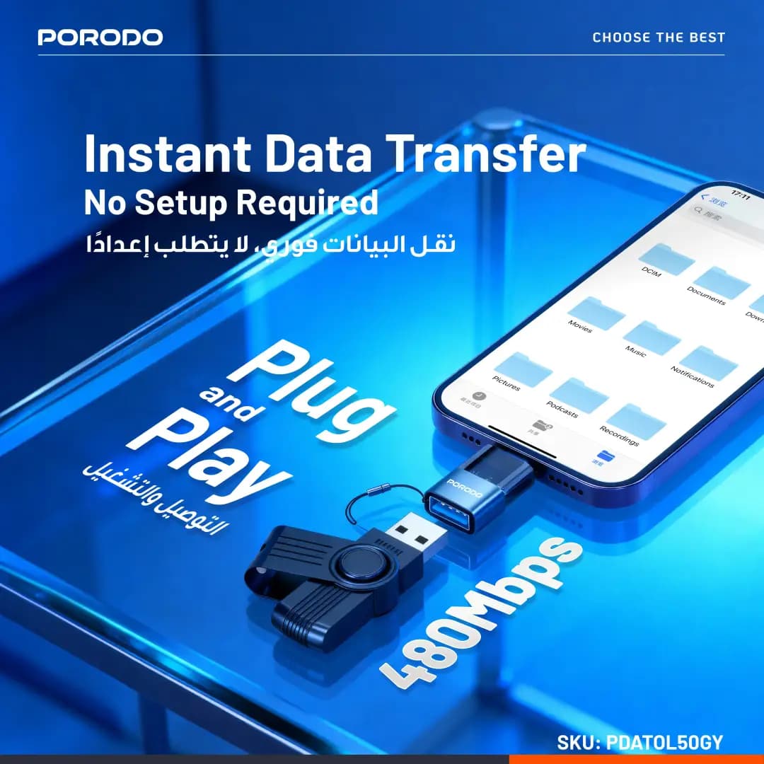 مبدل OTG پرودو MiniLink شفاف USB-A به Lightning خاکستری PDATOL50GY — تصویر ۹