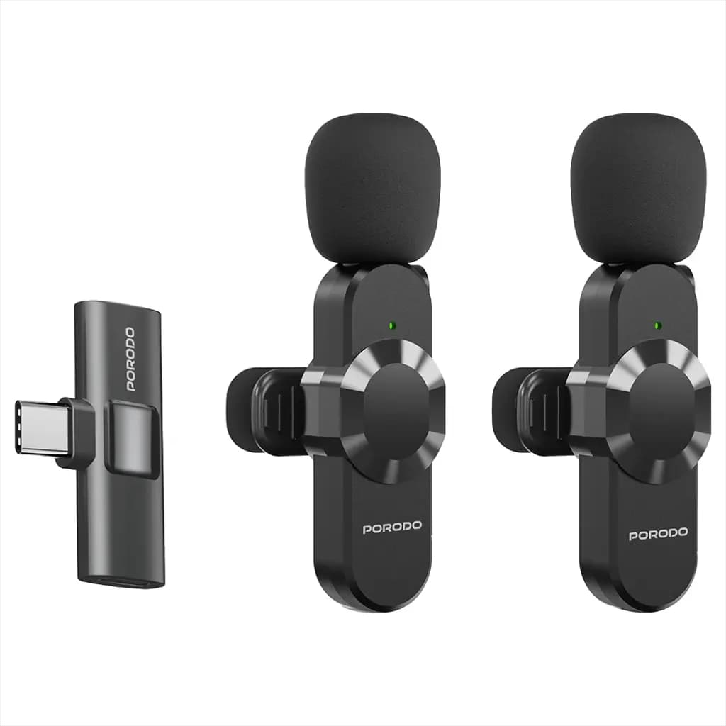میکروفون یقهای بیسیم دوگانه پرودو Audix Pro با گیرنده Type-C و Lightning مدل PDLAMPHF3BK — تصویر ۲