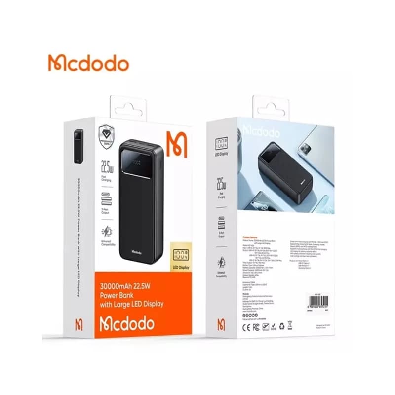 پاوربانک 22.5 وات ظرفیت 30000 مک دودو مدل MCDODO MC-4240 بهمراه کابل شارژ — تصویر ۱۱