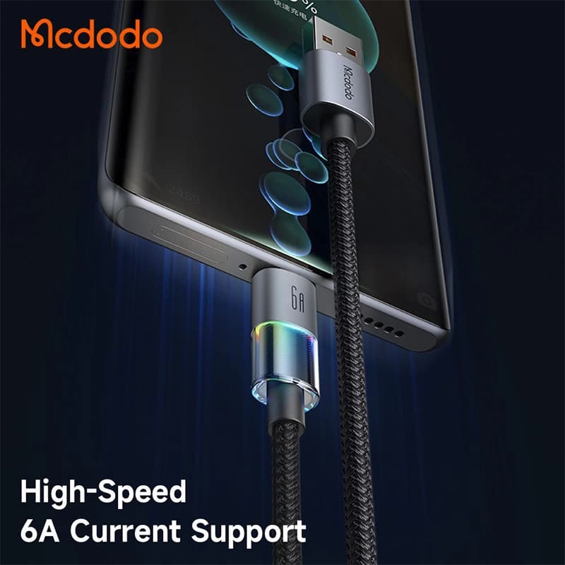 کابل شارژ USB به تایپ سی 100وات 6 آمپر مک دودو مدل MCDODO CA-8180 طول 1.2متر — تصویر ۸