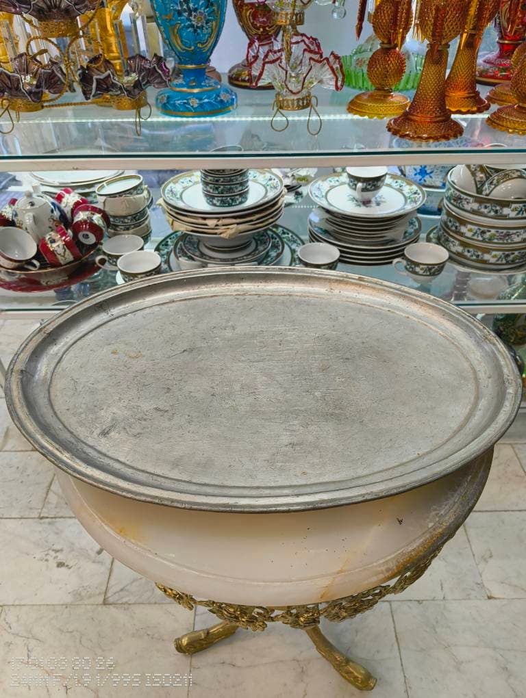سینی بیضی مسی قدیمیبدنه ضخیم مناسب قلمزنی