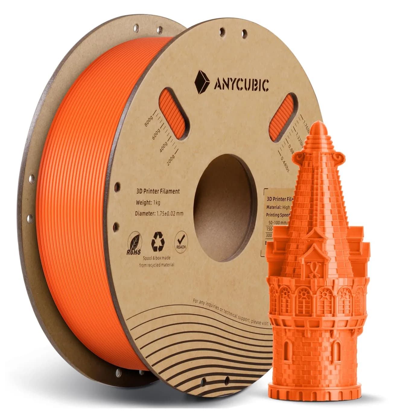 فیلامنت انیکیوبیک (anycubic) سرعت بالا High Speed نارنجی — تصویر ۴