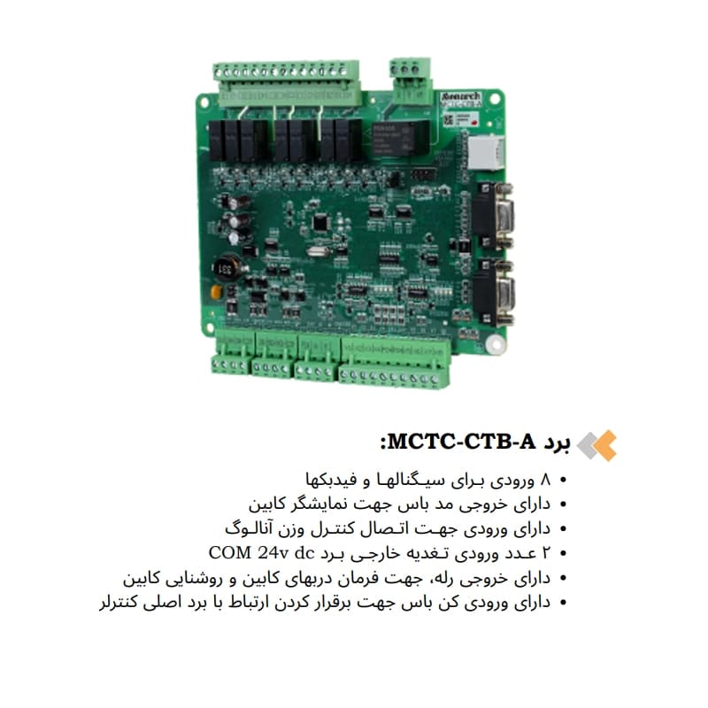 برد MCTC-CTB-A تابلو فرمان آسانسور مونارک — تصویر ۳