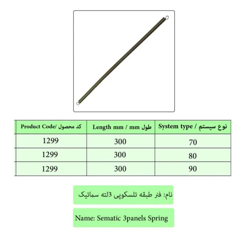 فنر طبقه تلسکوپی سه لته درب آسانسور سماتیک