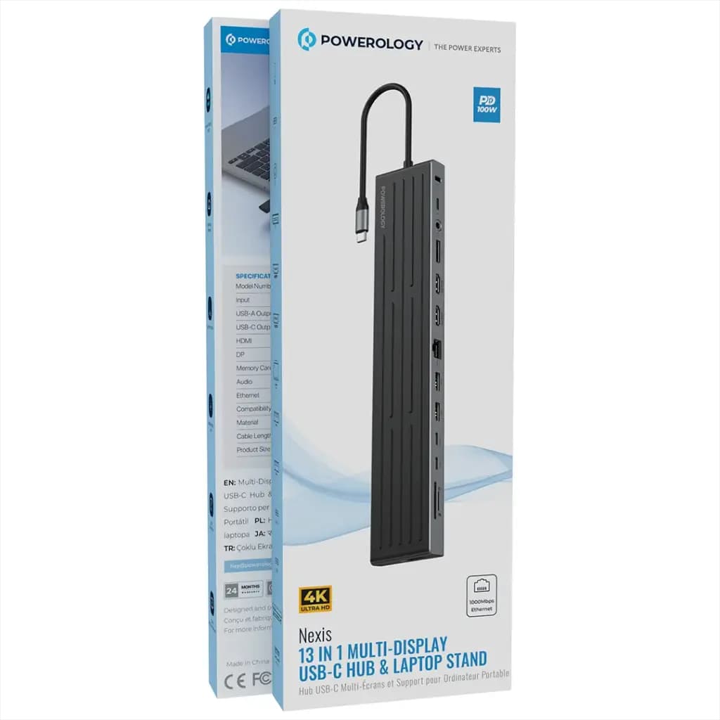 هاب USB-C و پایه لپتاپ 13 پورت پاورولوژی | Powerology Nexis PWDC4DBBK — تصویر ۴