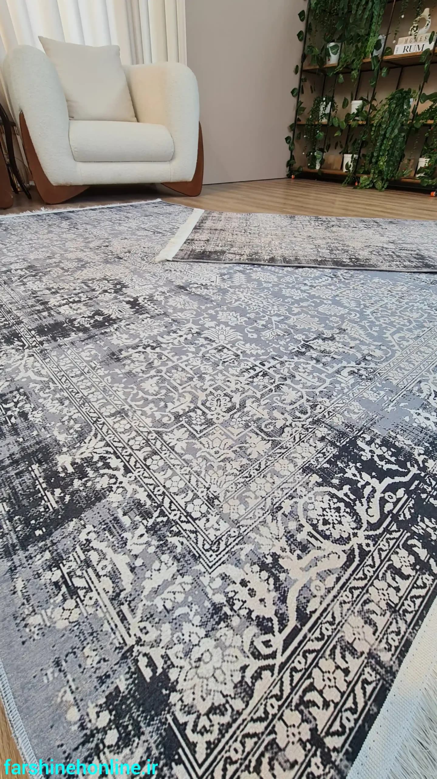 فرشینه مدرن رنگ طوسی مشکی — تصویر ۹
