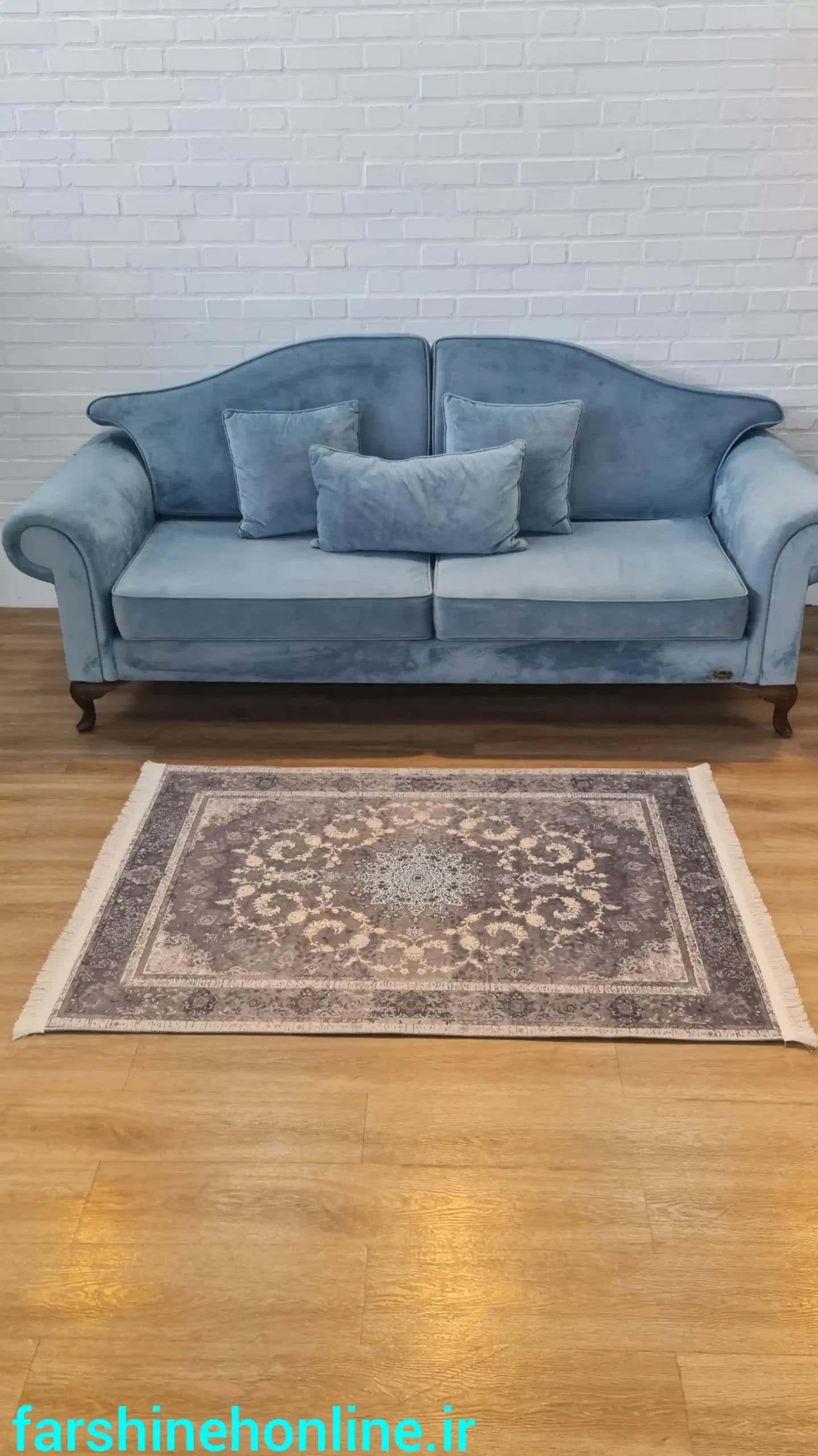 فرشینه طرح لچک و ترنج طوسی | خاکستری مدرن و کلاسیک — تصویر ۲