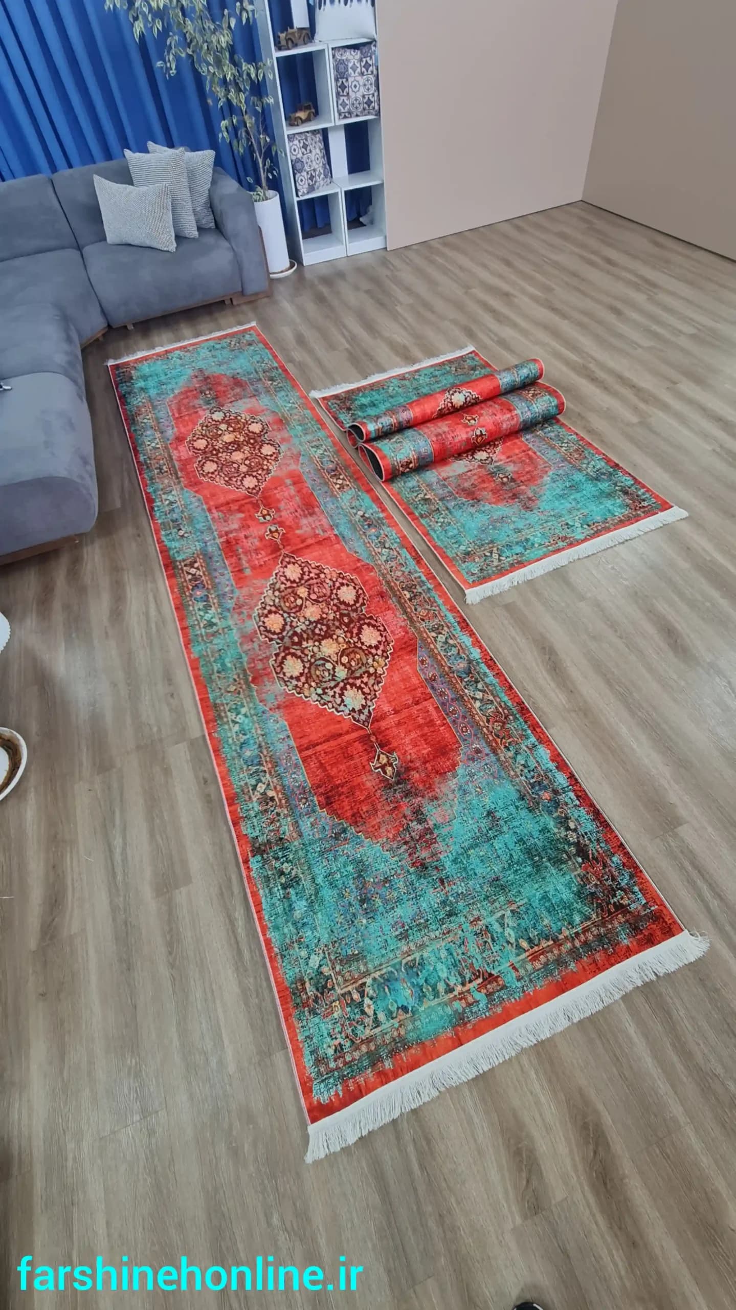 فرشینه مدرن راهرویی با طرح سنتی؛ طرحی شیک و رنگی — تصویر ۲