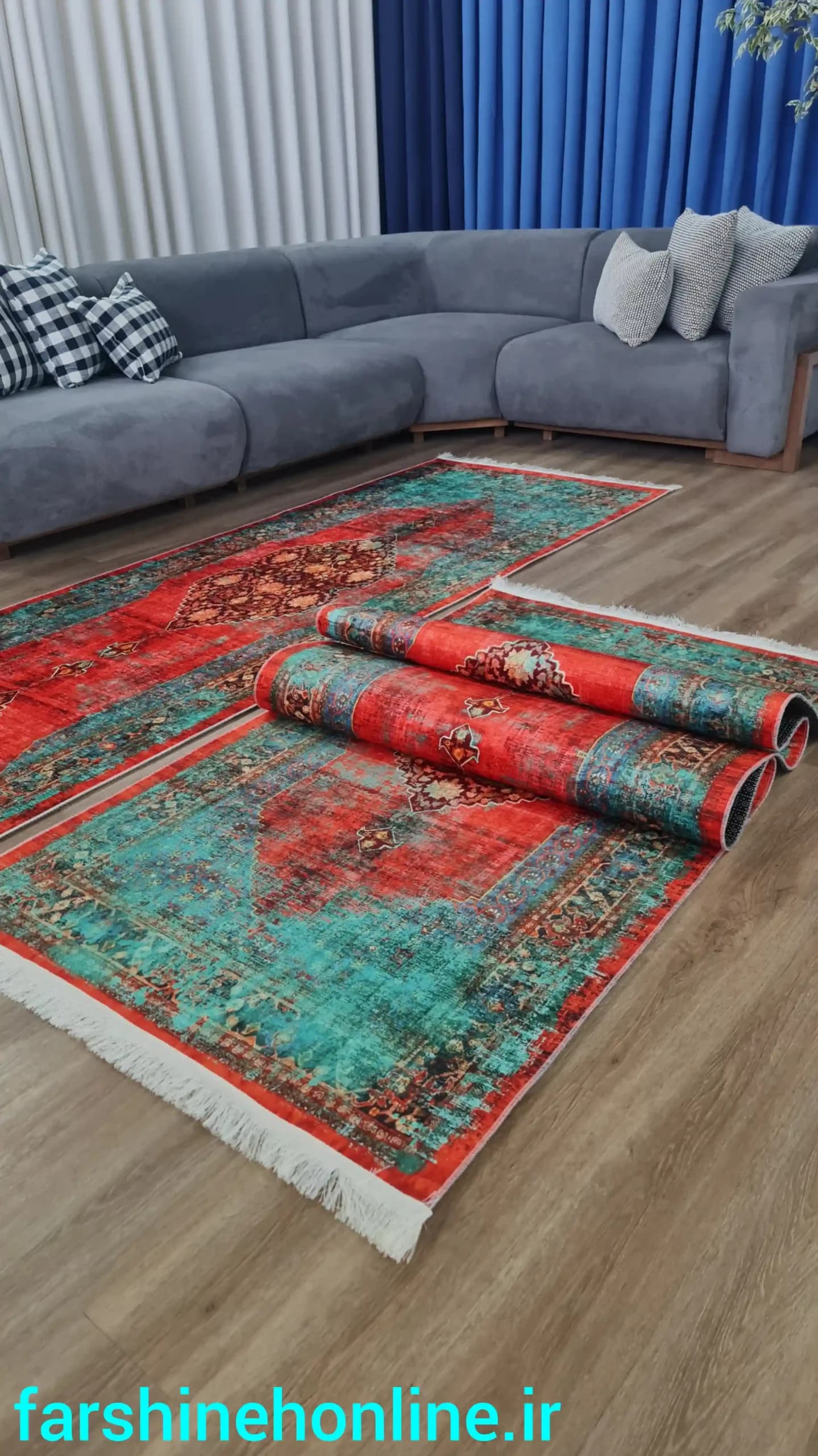 فرشینه مدرن راهرویی با طرح سنتی؛ طرحی شیک و رنگی — تصویر ۴