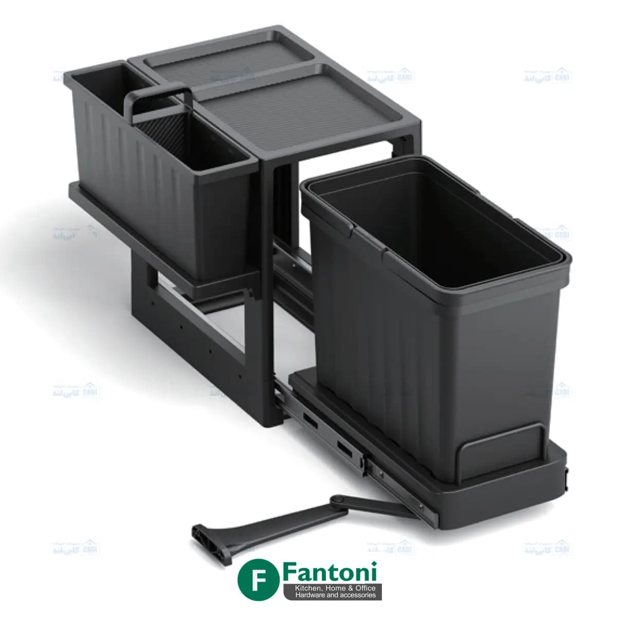 سطل چند منظوره توکار متصل به کف تک سطلی Fantoni جهت یونیت عرض 400mm فانتونی Q640 — تصویر ۴