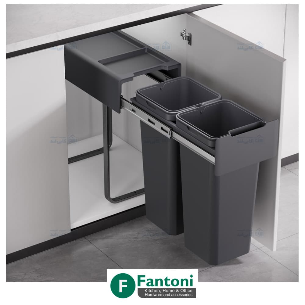 سطل چند منظوره توکار متصل به کف دو سطلی Fantoni جهت یونیت عرض 300mm فانتونی Q530 — تصویر ۲
